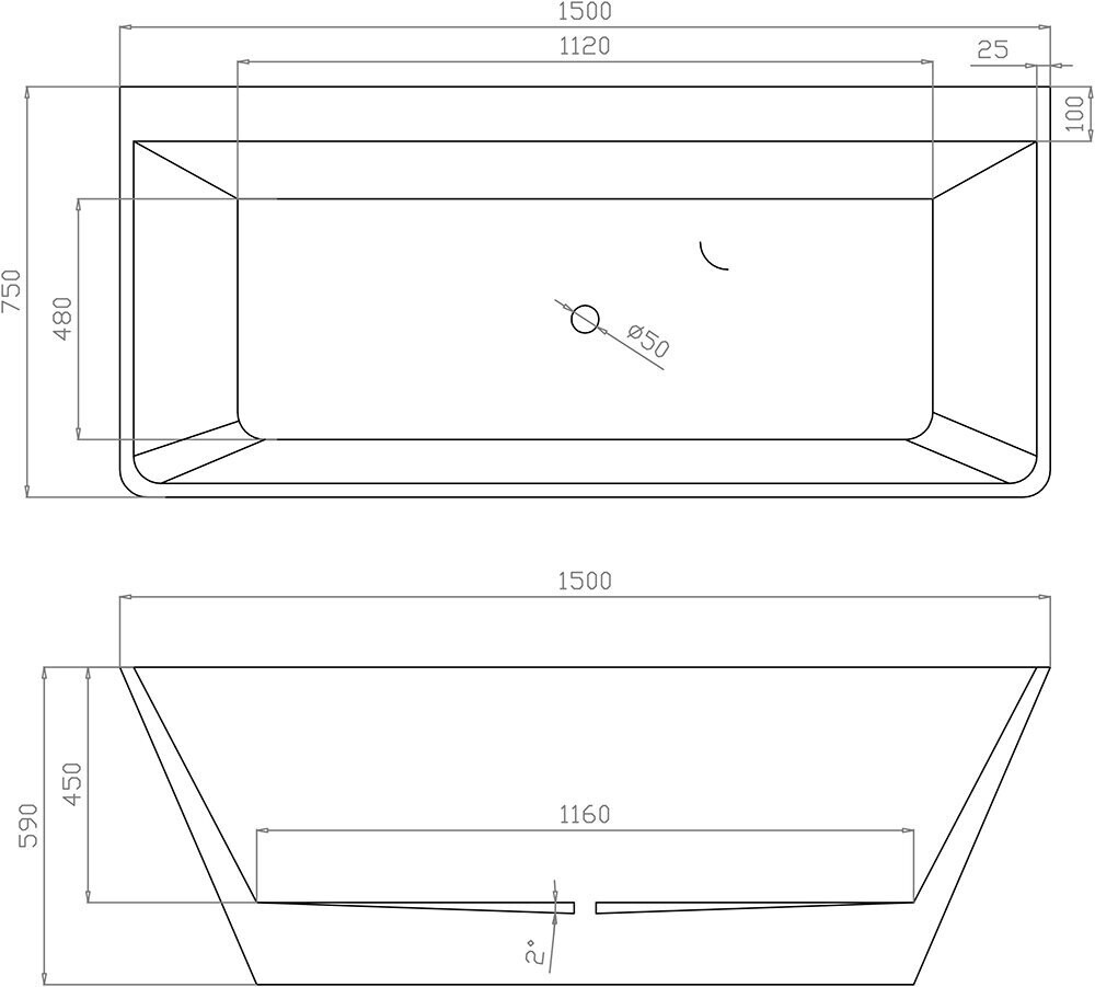 Harmony Brunetti BTW Bath, Bath Size: 1500mm