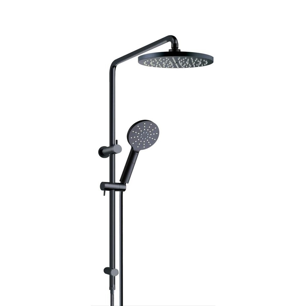 Bakara Round Twin Rail Shower Matte Black