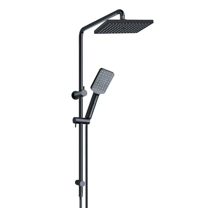 Bakara Rectangle Twin Rail Shower Matte Black