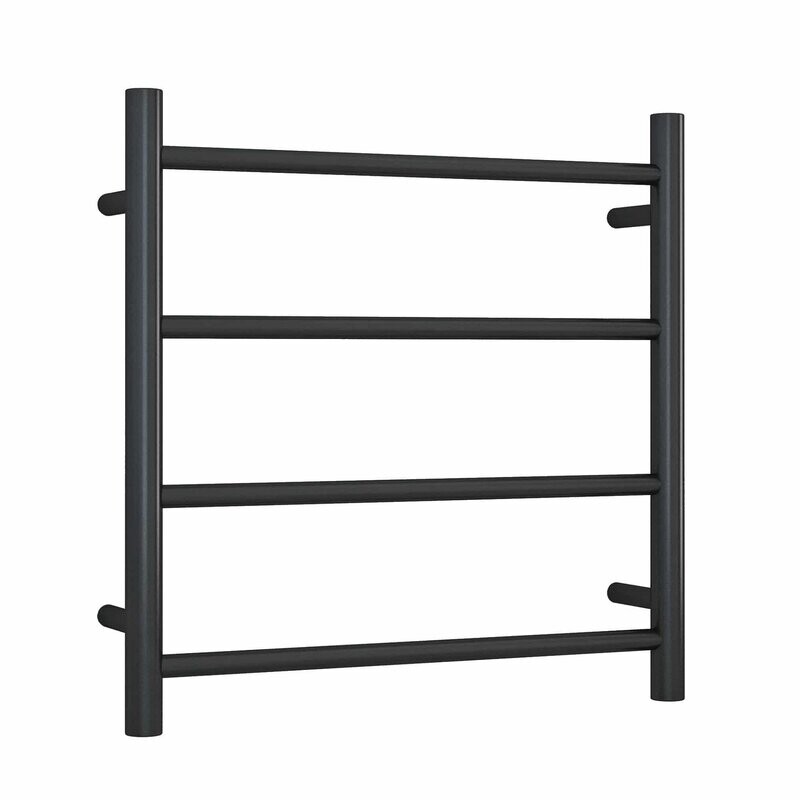 Heated Towel Rail - Straight Round Matte Black SR25MB