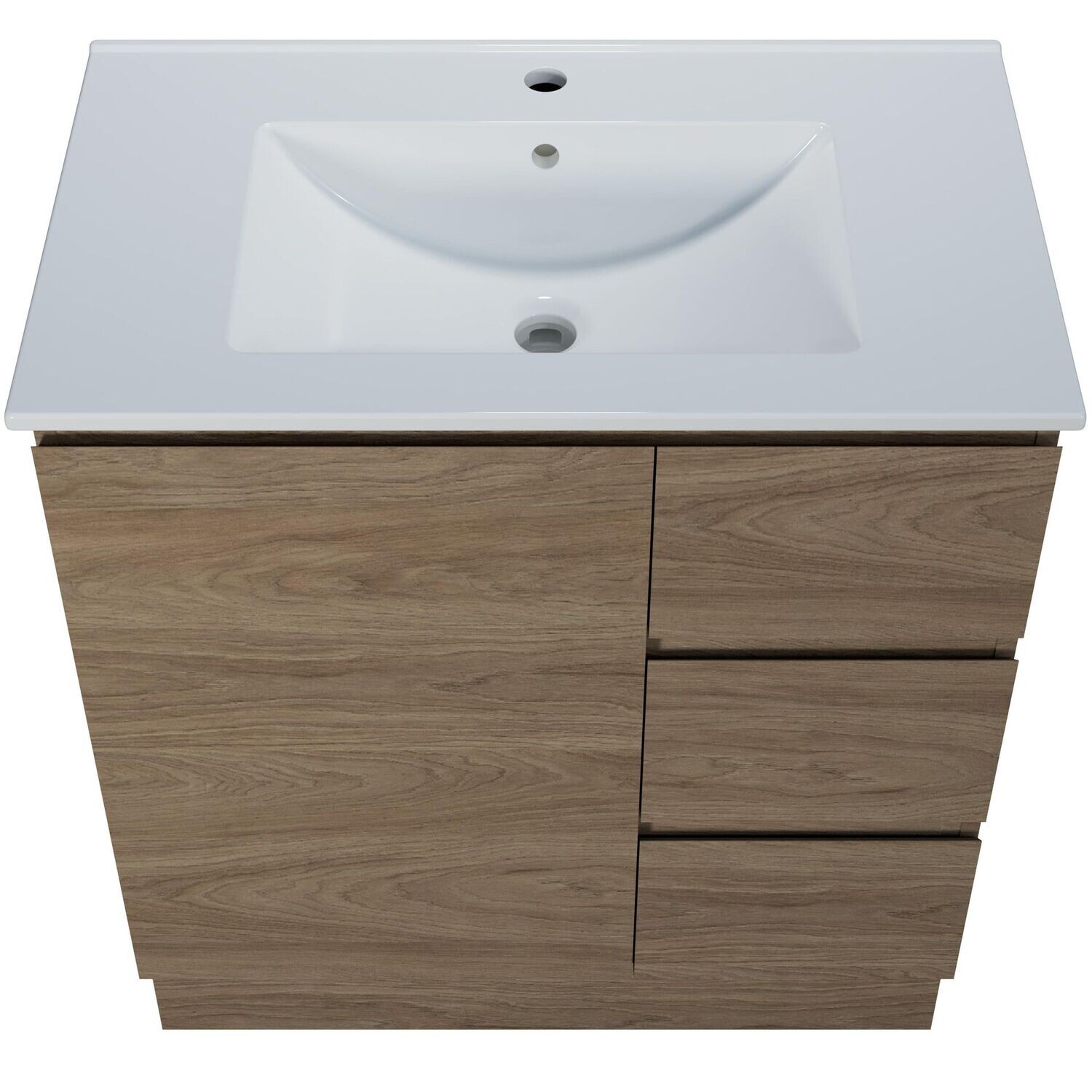 Harmony 750mm Vanity 3 Drawers with Kicker, Style: Prime Oak