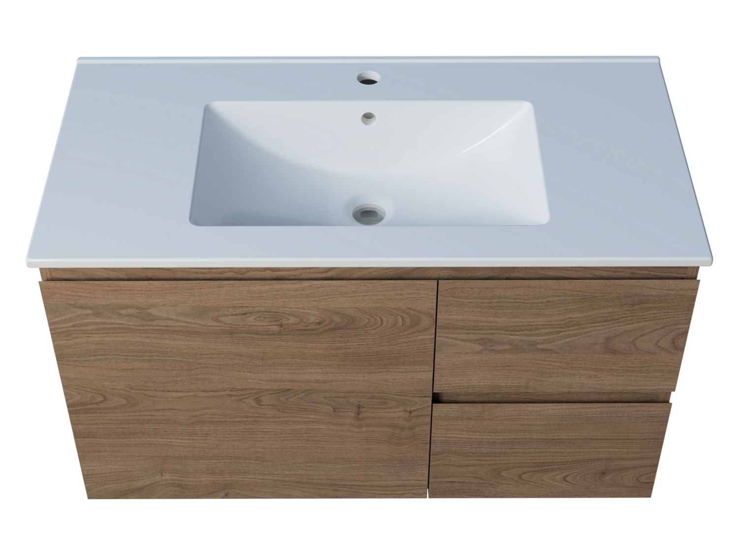 Harmony 900mm Wall Hung Vanity with 2 Drawers, Style: Tasmanian Oak
