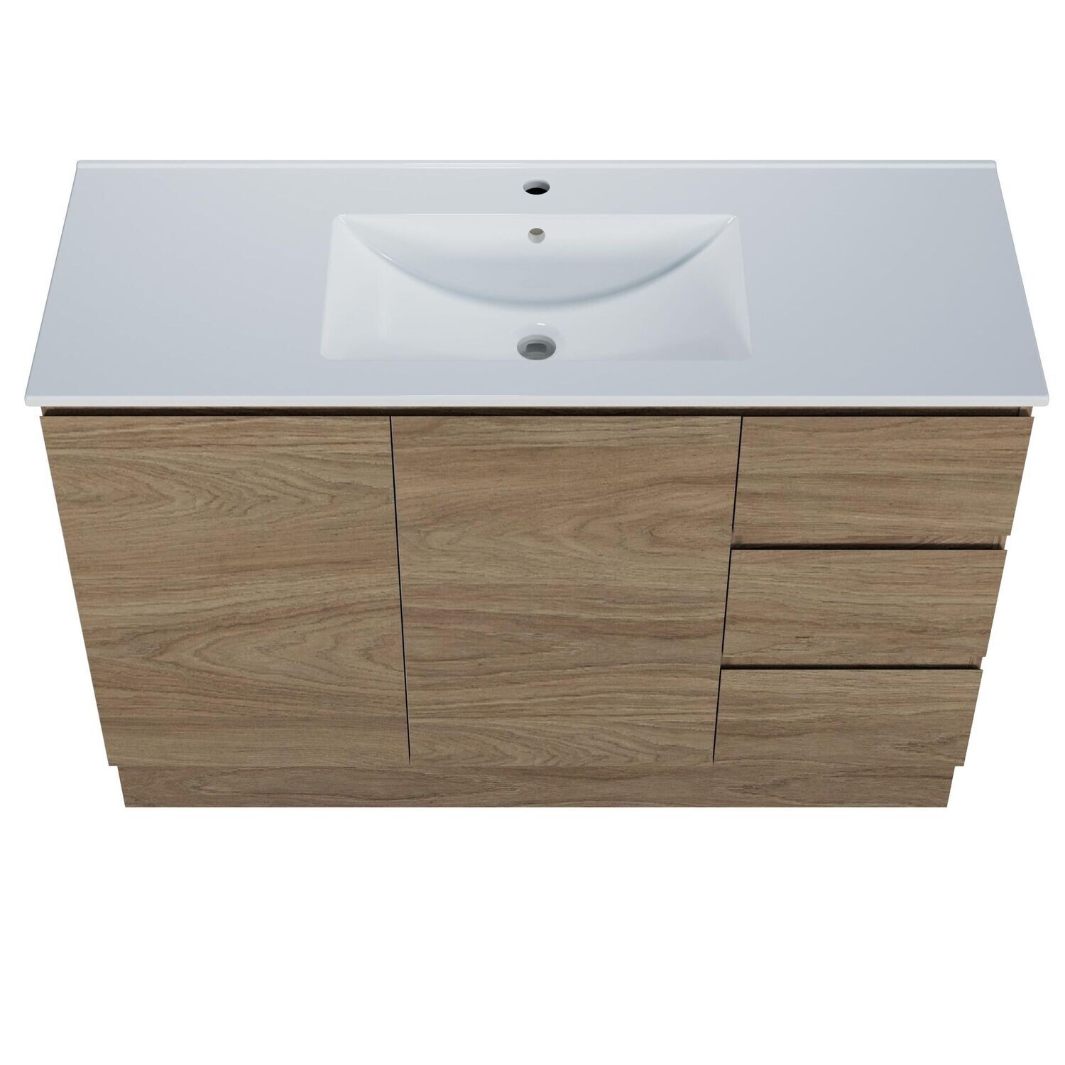 Harmony 1200mm Vanity 3 Drawers with Kicker, Style: Prime Oak