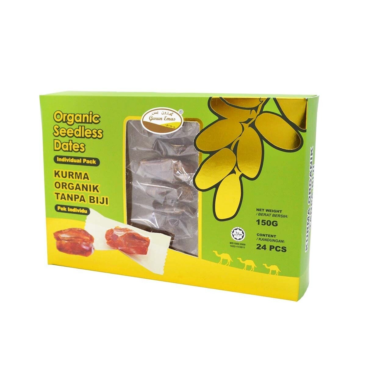 Gurun Emas Organic Seedless Dates 24pcs (Individual Pack)