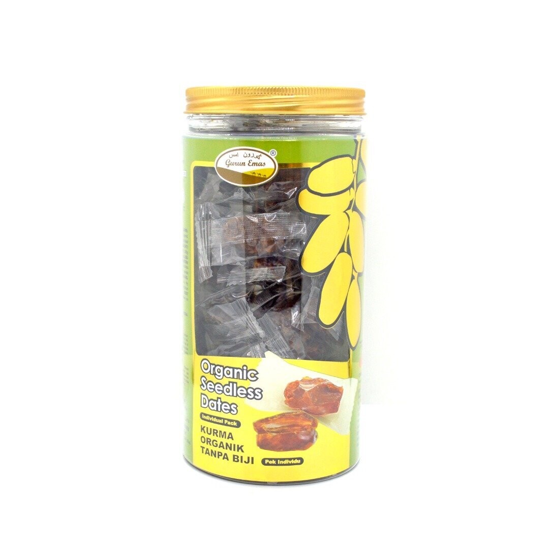 Gurun Emas Clear Jar – Organic Seedless Dates (Individual Pack) 380gm