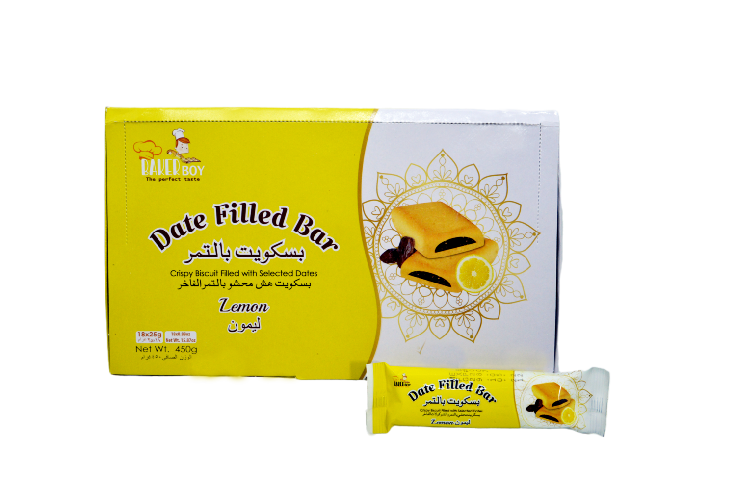 Date Filled Bar Lemon 25gm x 18 Packs