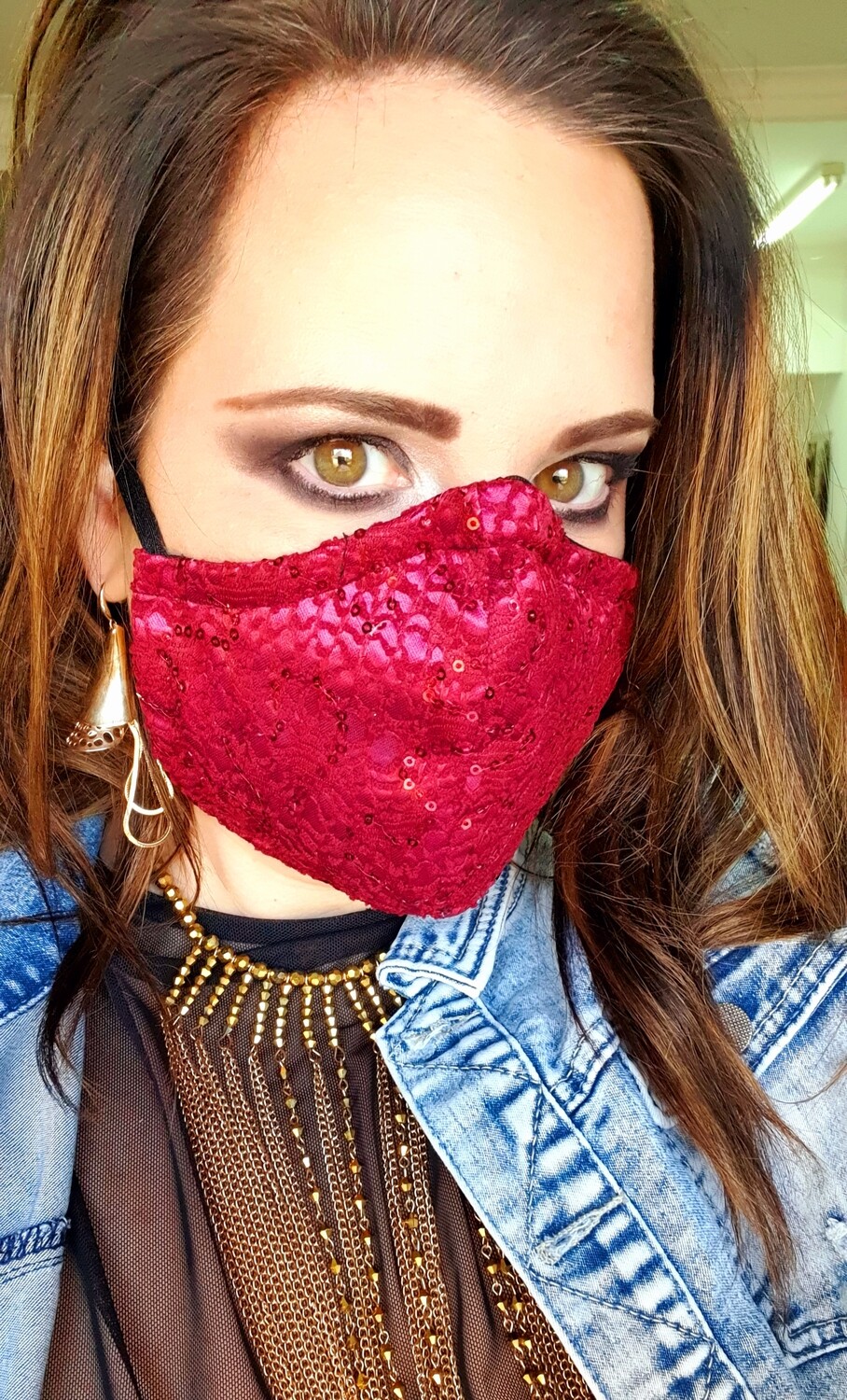 Maroon Lace Mask