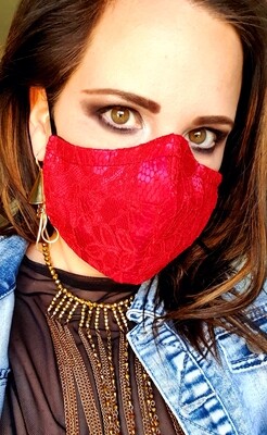 Red Lace Mask Plain Red Lace Mask Plain