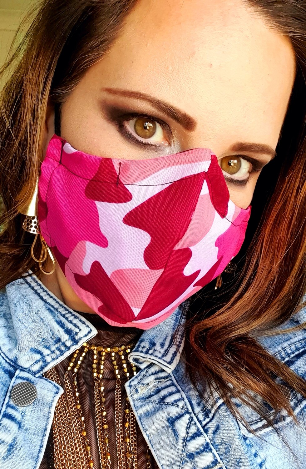Pink and Maroon Camo Mask Pink and Maroon Camo Mask