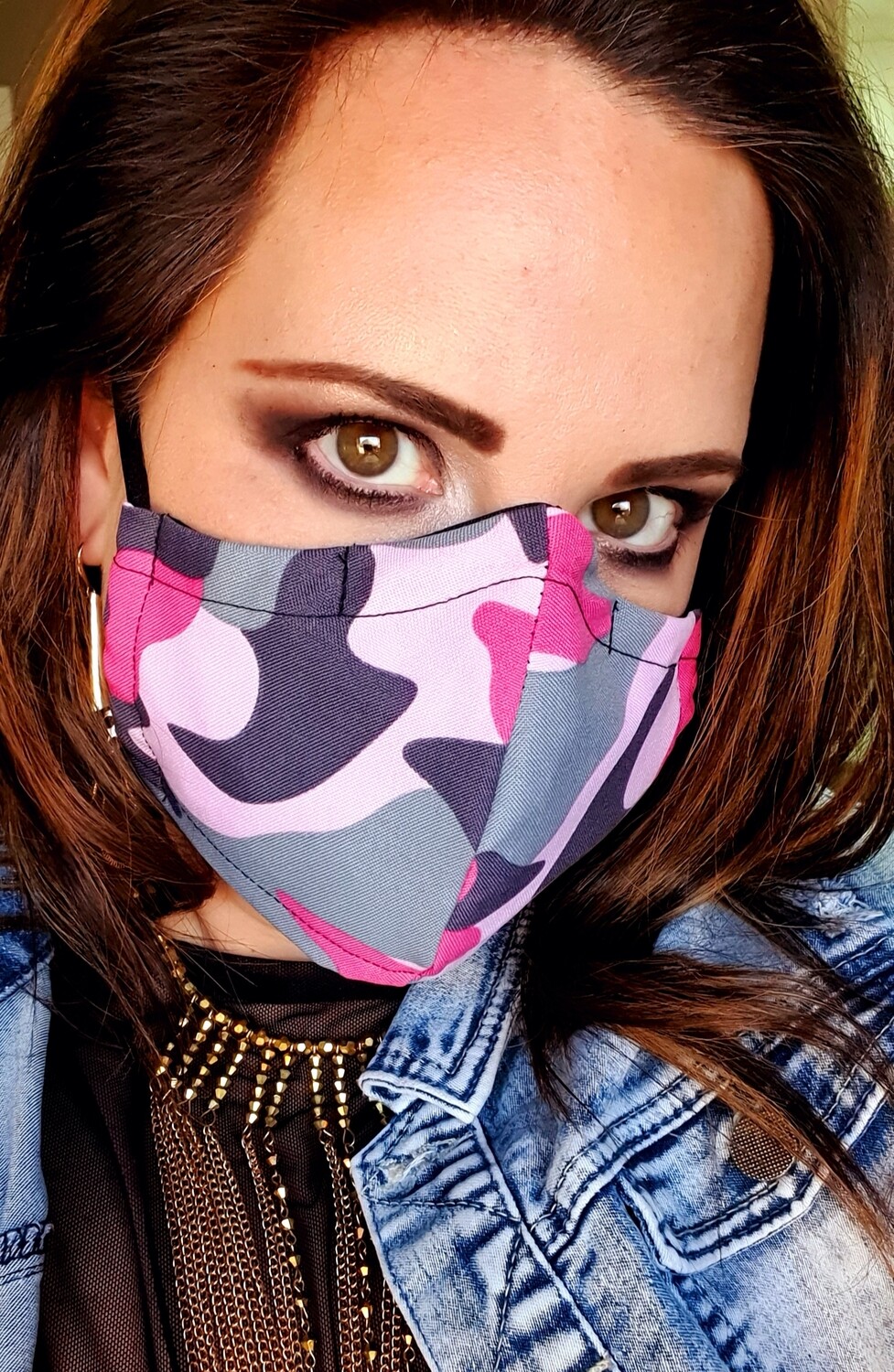 Pink and Grey Camo Mask