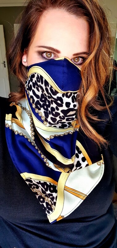 Reversible Blue Cheetah Skin Scarf Mask