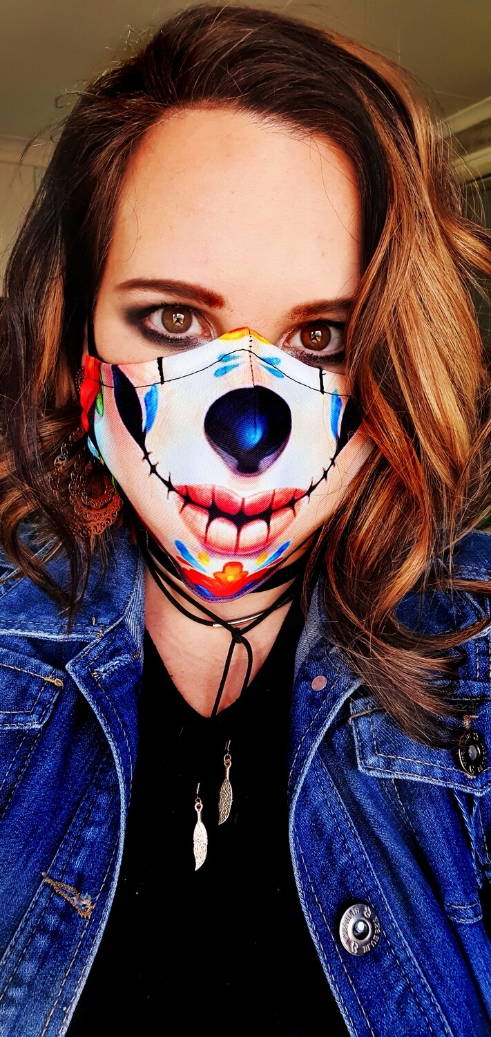 Skin Tone Sugar Skull Sublimation Mask Skin Tone Sugar Skull Sublimation Mask
