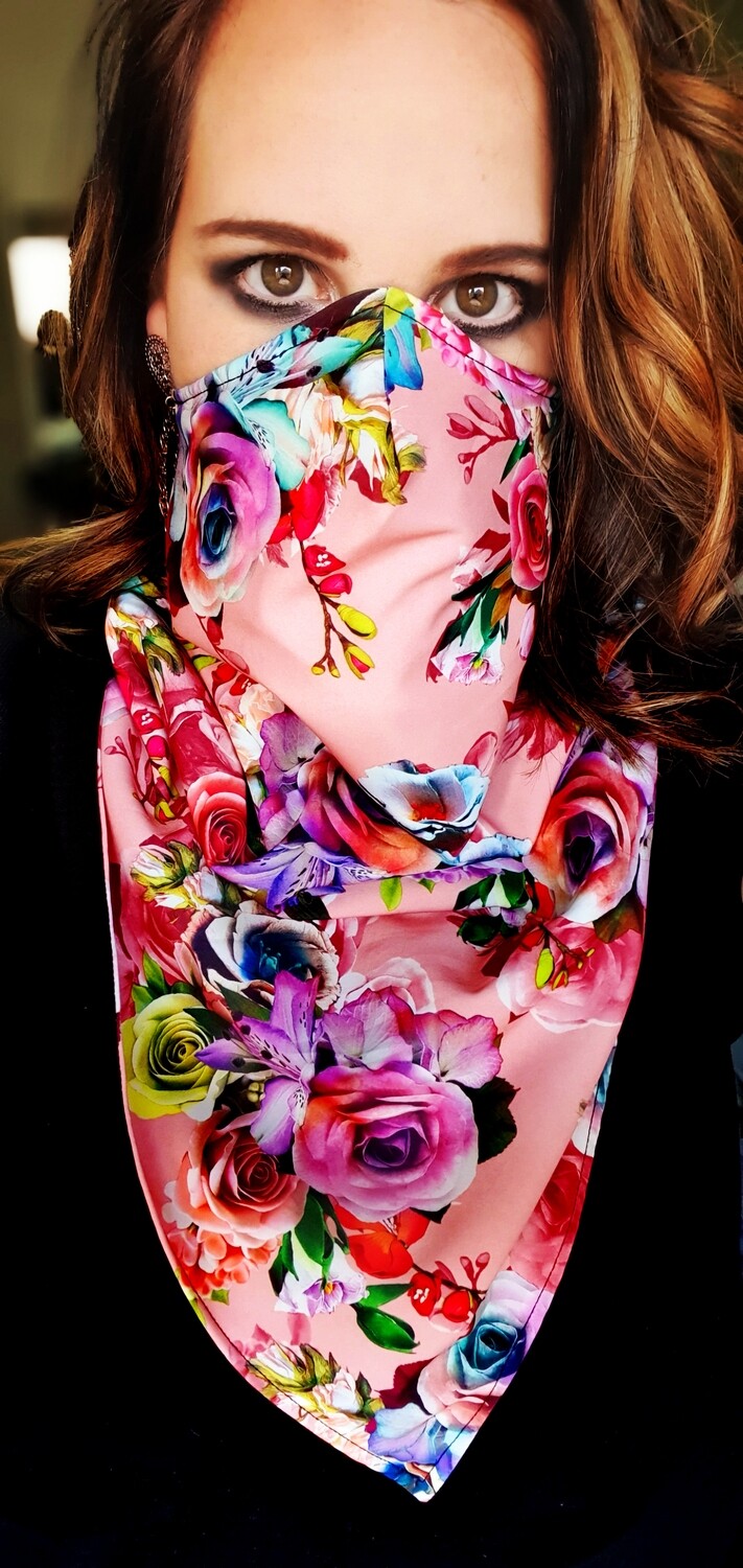 Pink Flower Scarf Mask Pink Flower Scarf Mask