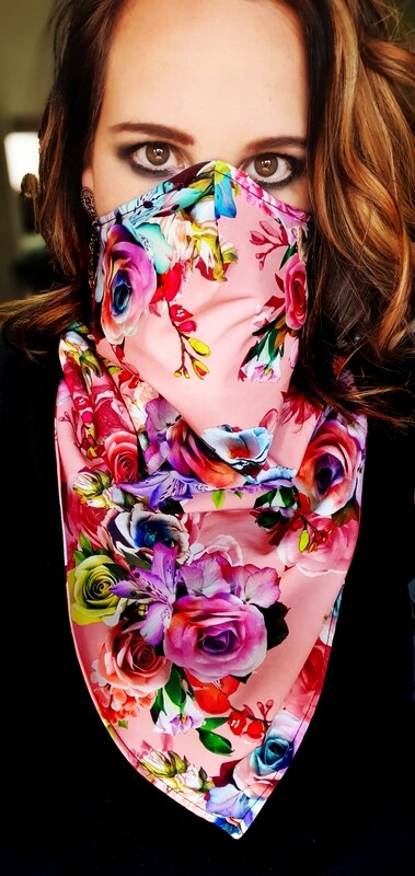 Pink Flower Scarf Mask