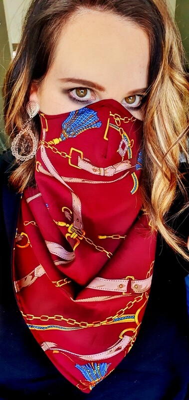 Maroon Belt Detail Scarf Mask