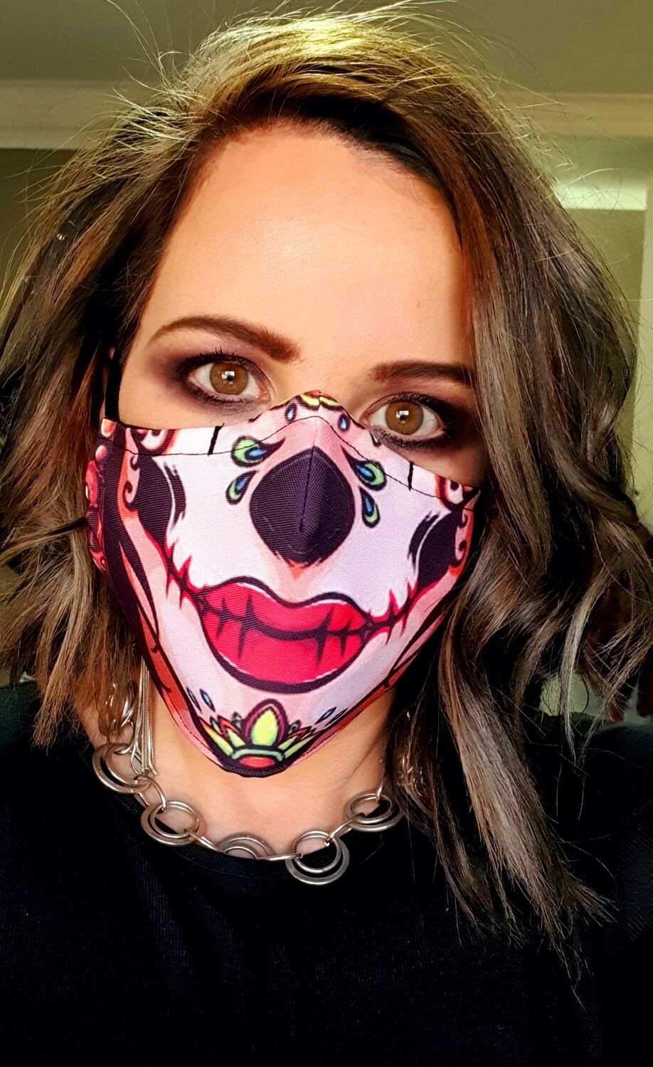 Red Lips Sugar Skull Sublimation Mask Red Lips Sugar Skull Sublimation Mask