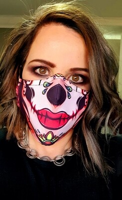 Red Lips Sugar Skull Sublimation Mask Red Lips Sugar Skull Sublimation Mask