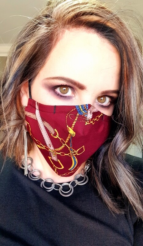 Maroon and Gold Chain Mask