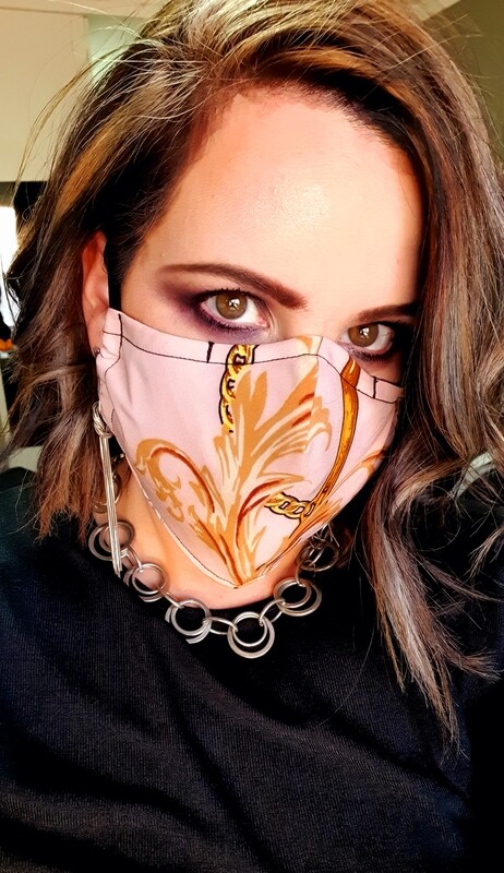 Pink and Gold Chain Mask