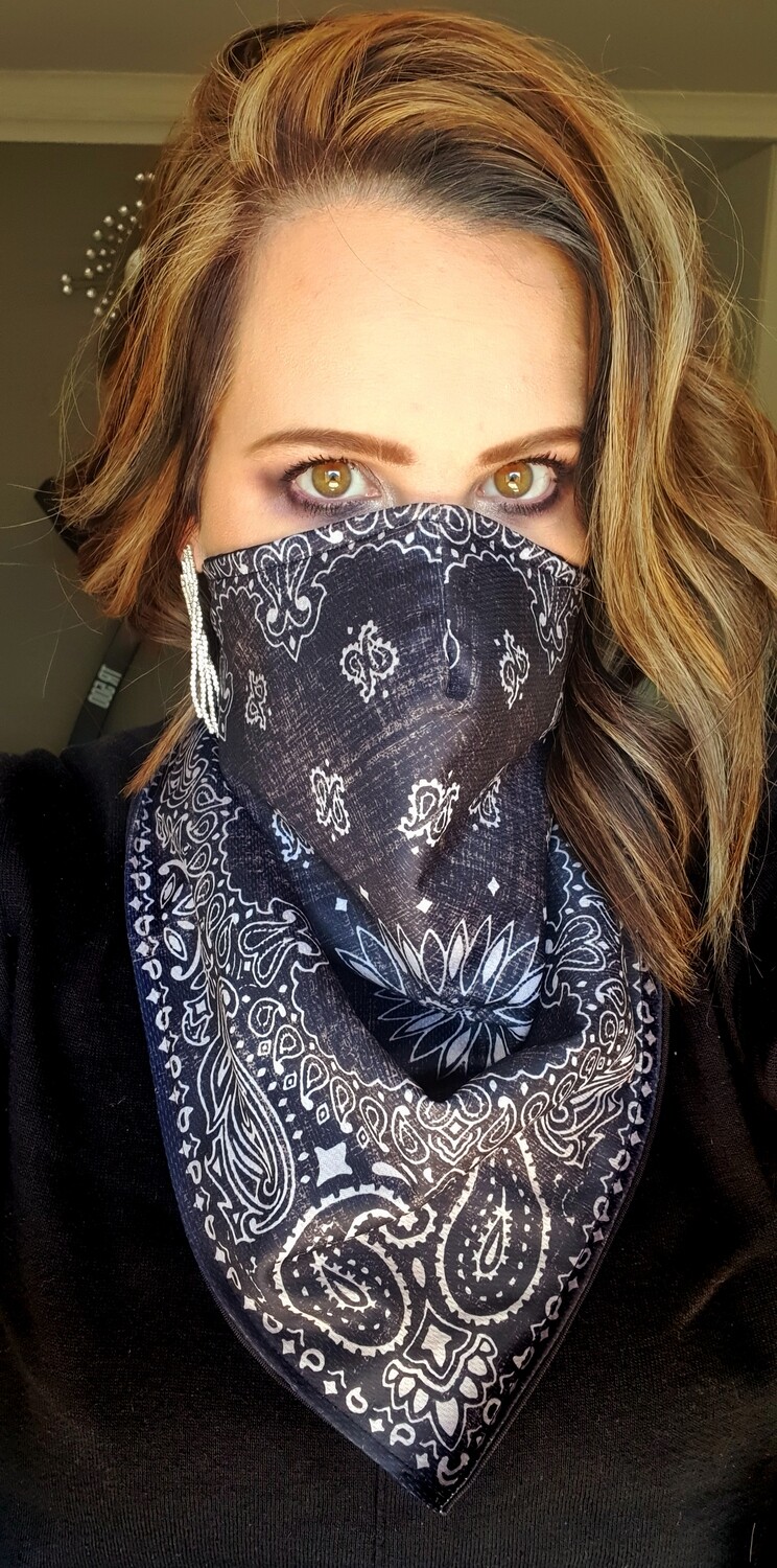 Distressed Black Bandana Mask Distressed Black Bandana Mask