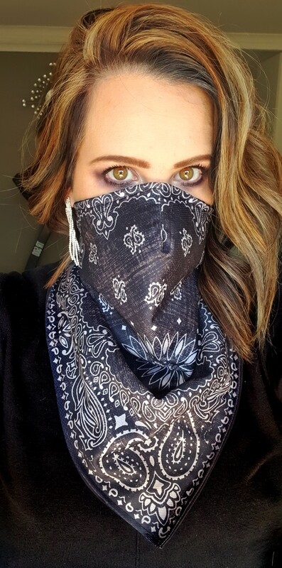 Distressed Black Bandana Mask
