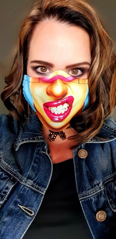 Pink Lips Pop Art Sublimation Mask