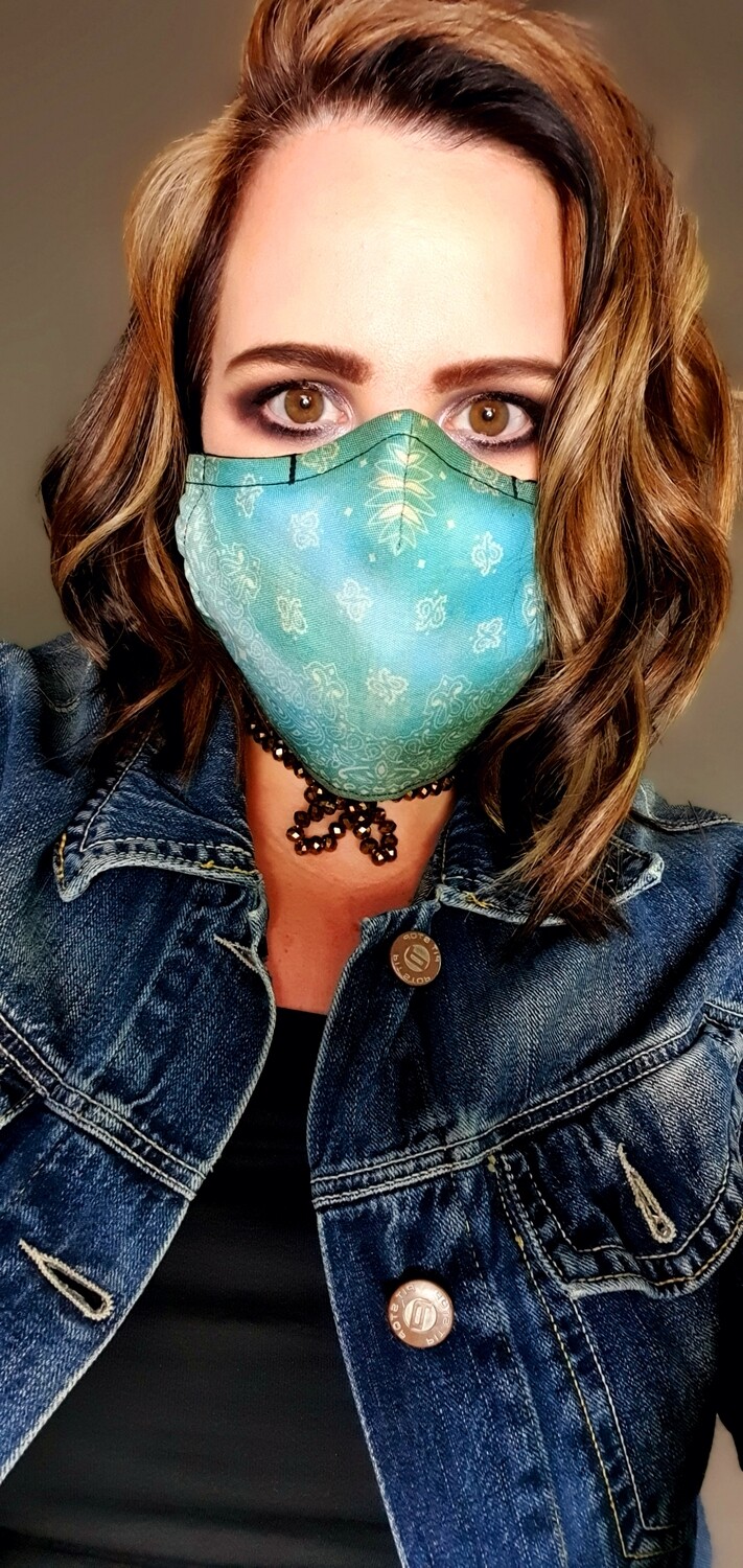 Teal Distressed Sublimation Mask