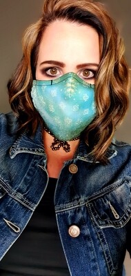 Teal Distressed Sublimation Mask Teal Distressed Sublimation Mask