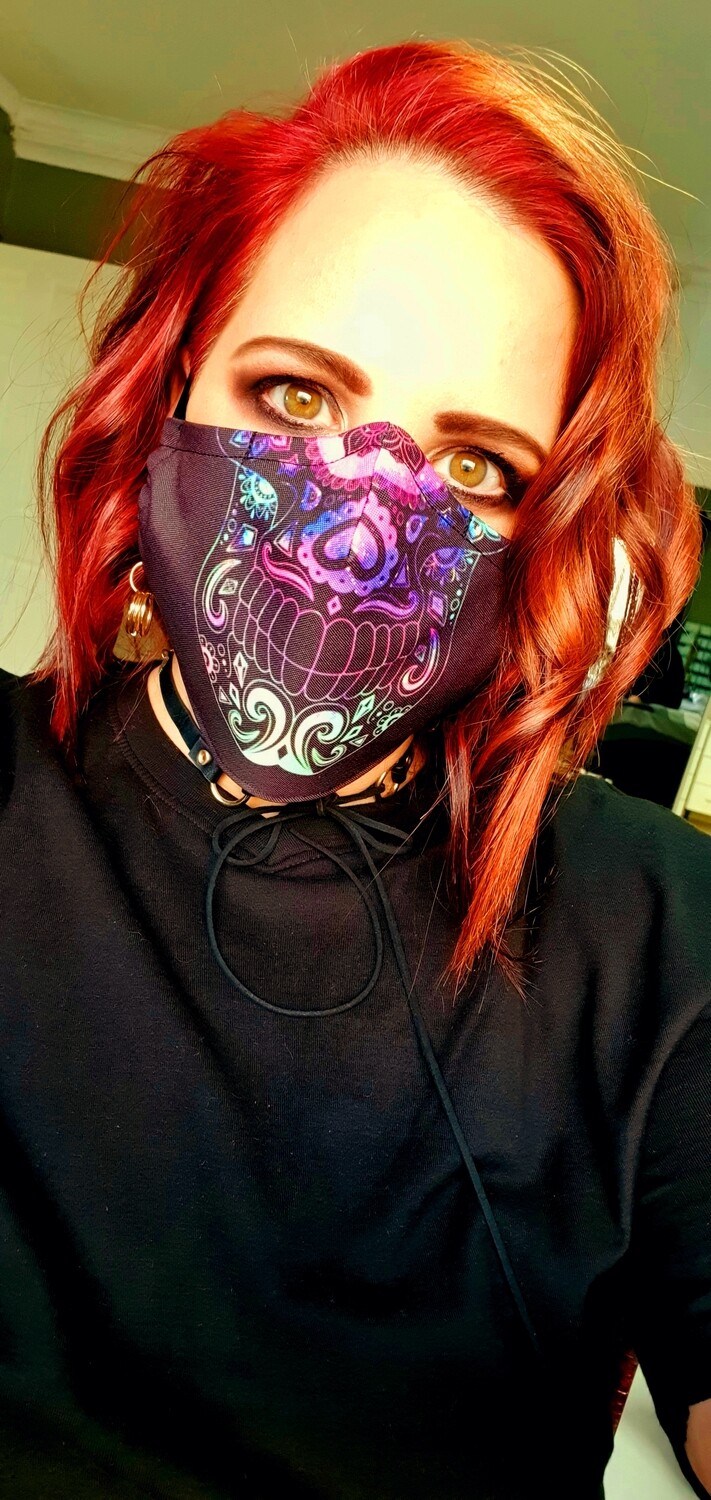 Neon Sugar Skull Mask