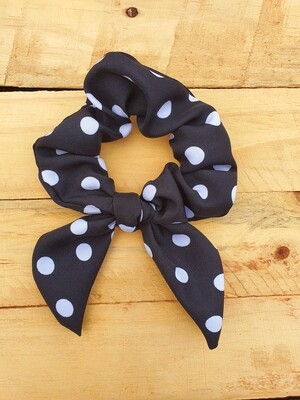 Black and White Polka Dot Scrunchie