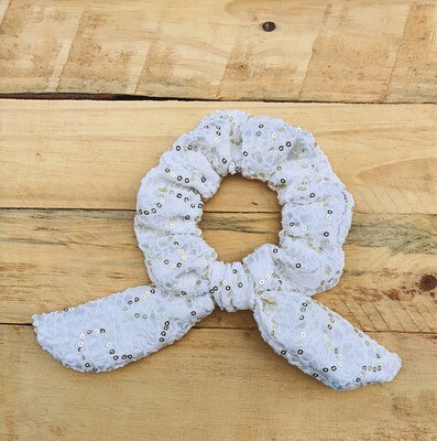 Off White Sequin Scrunchie