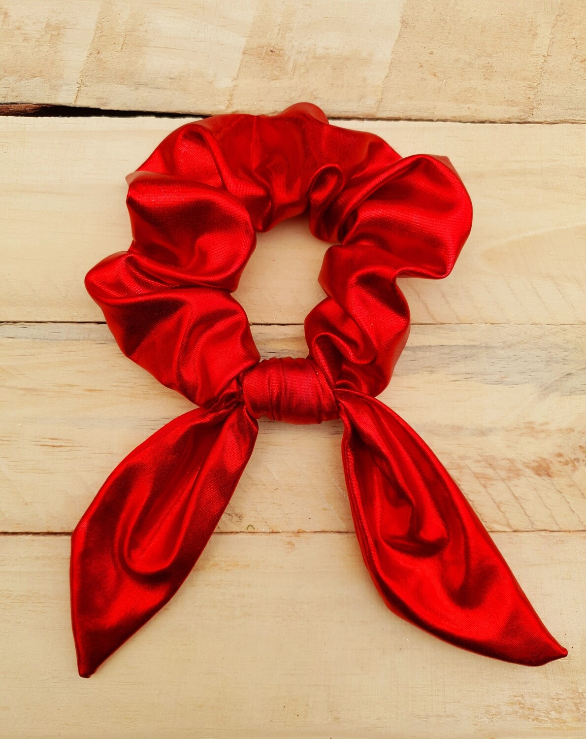 Solid Red Metallic Scrunchie Solid Red Metallic Scrunchie