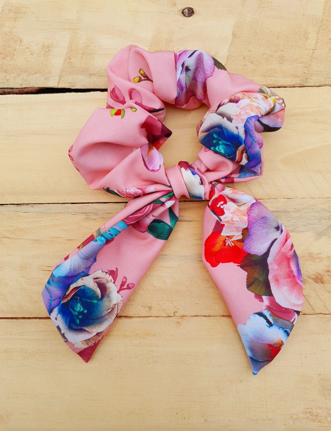 Pink Flower Scrunchy