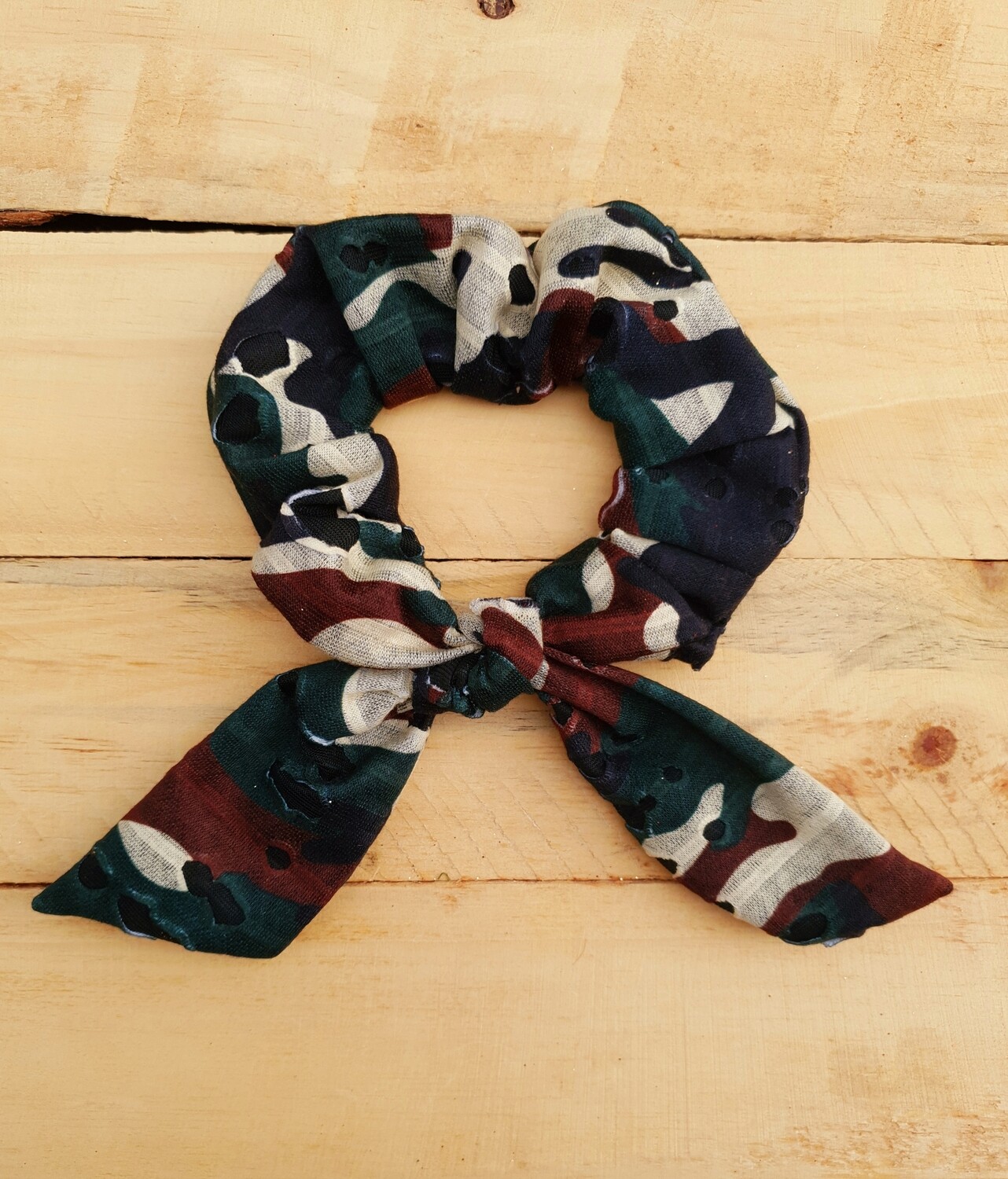 Distressed Camo Scrunchie