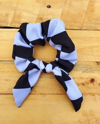 Black and Navy Blocks Scrunchie