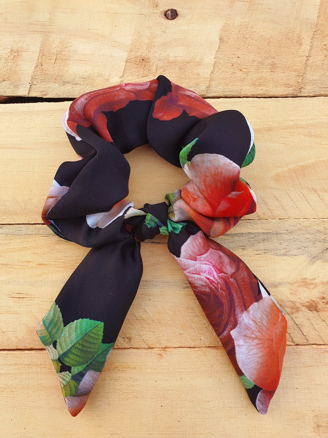 Black Floral Scrunchie Black Floral Scrunchie
