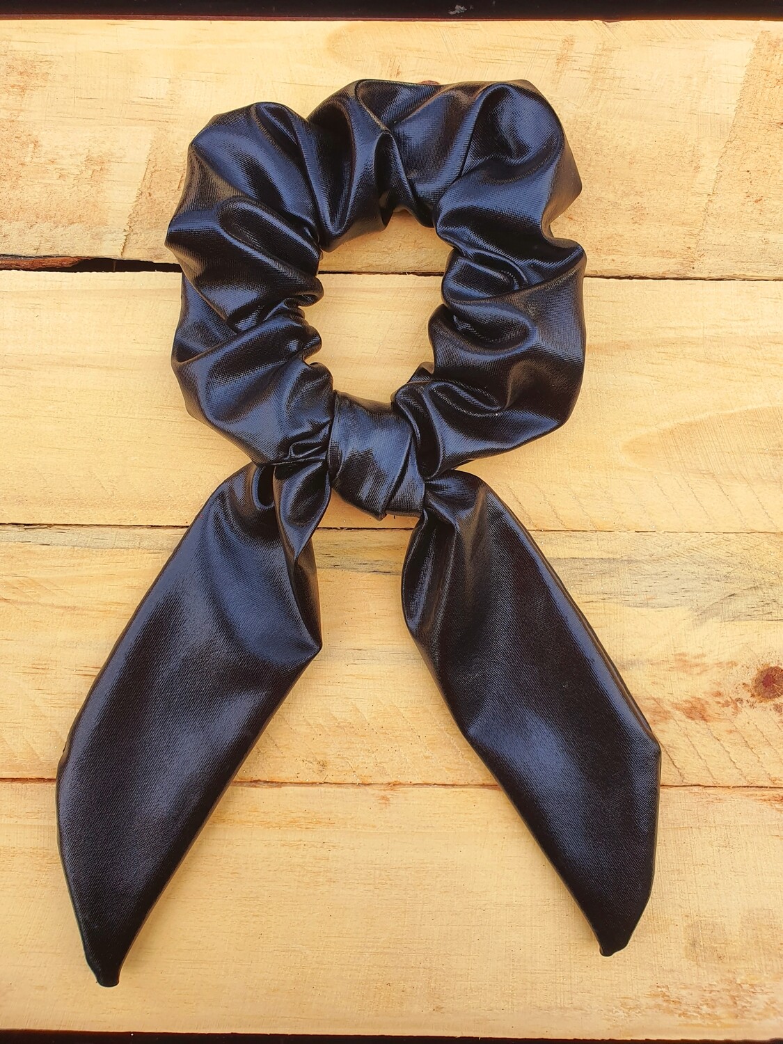 Black Faux Leather Scrunchie