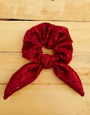 Maroon Sequins Scrunchie