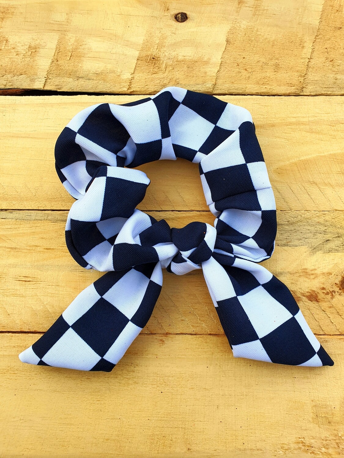 Black and White Checkered Scrunchy