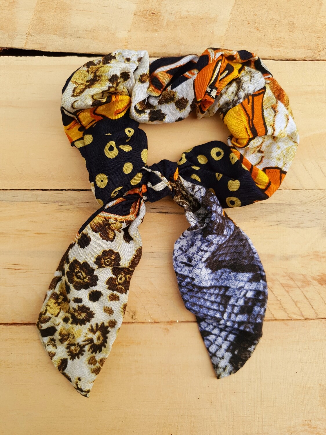 Yellow and Black Animal Print Scrunchie