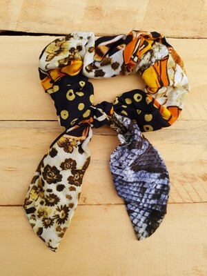Yellow and Black Animal Print Scrunchie