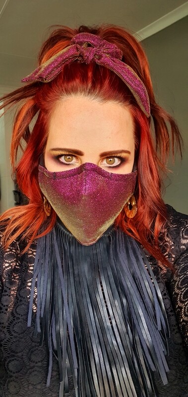 Metallic Purple Mask and Scrunchy Set