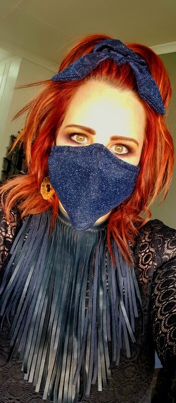 Blue Glitter Mask and Scrunchy Set