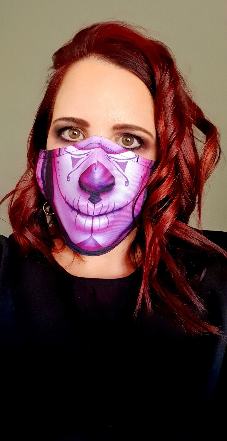 Dark Purple Sugar Skull Sublimation Mask