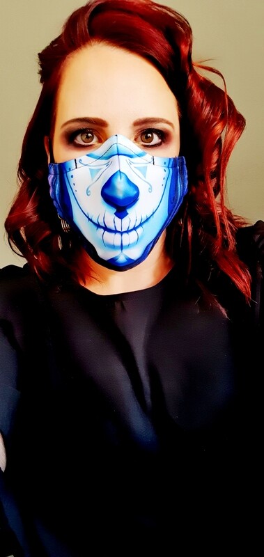 Blue Sugar Skull Sublimation Mask