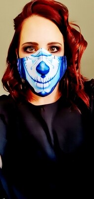 Blue Sugar Skull Sublimation Mask Blue Sugar Skull Sublimation Mask