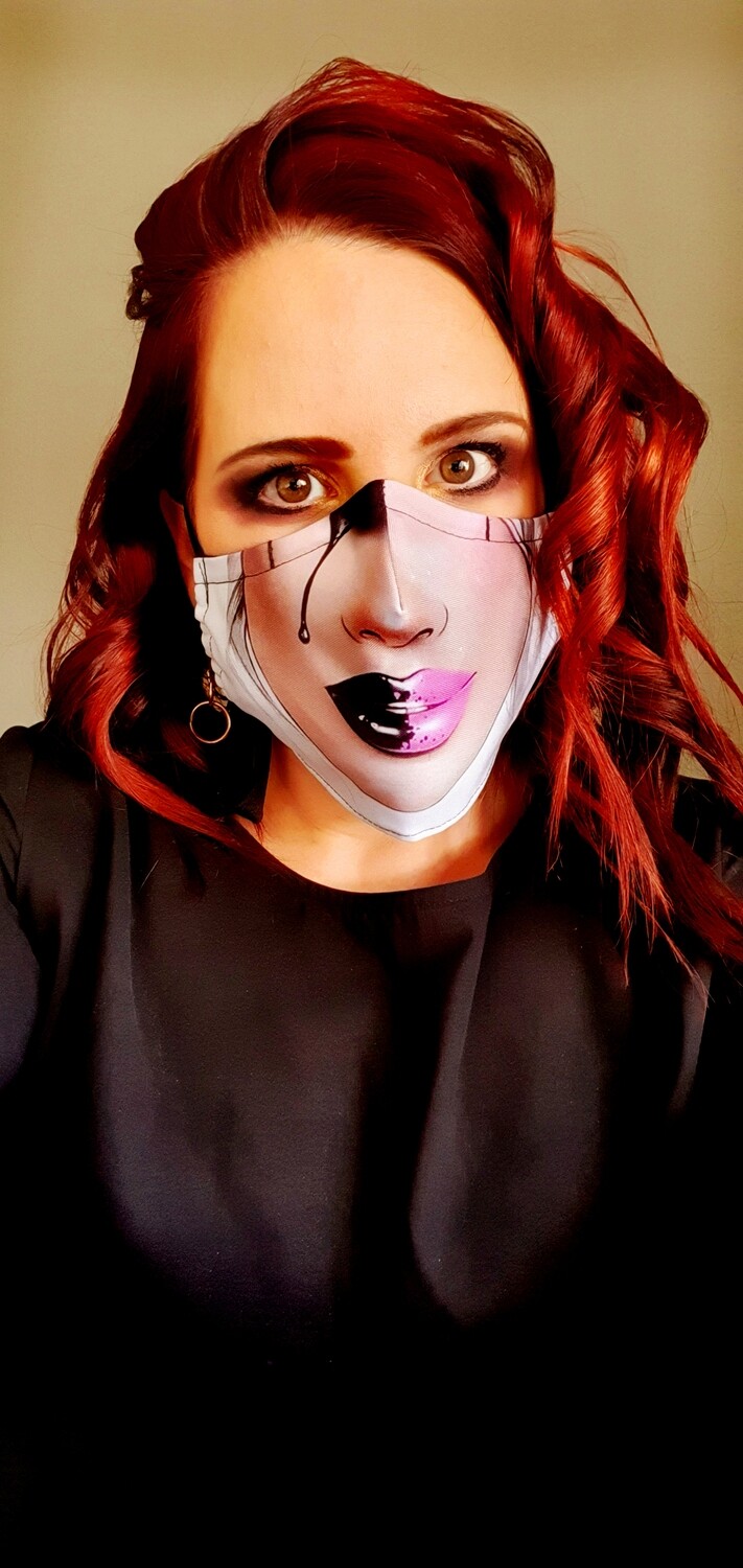 Pink and Black Small Lips Sublimation Mask