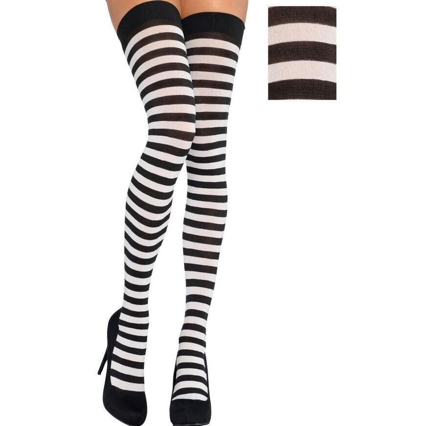 Black and White Thigh High Stocking