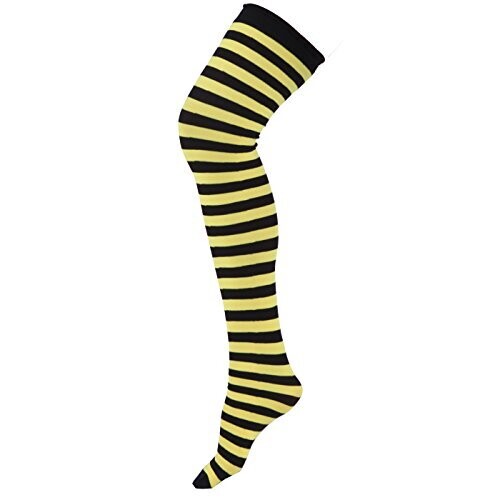 Black and Yellow Thigh High Stocking