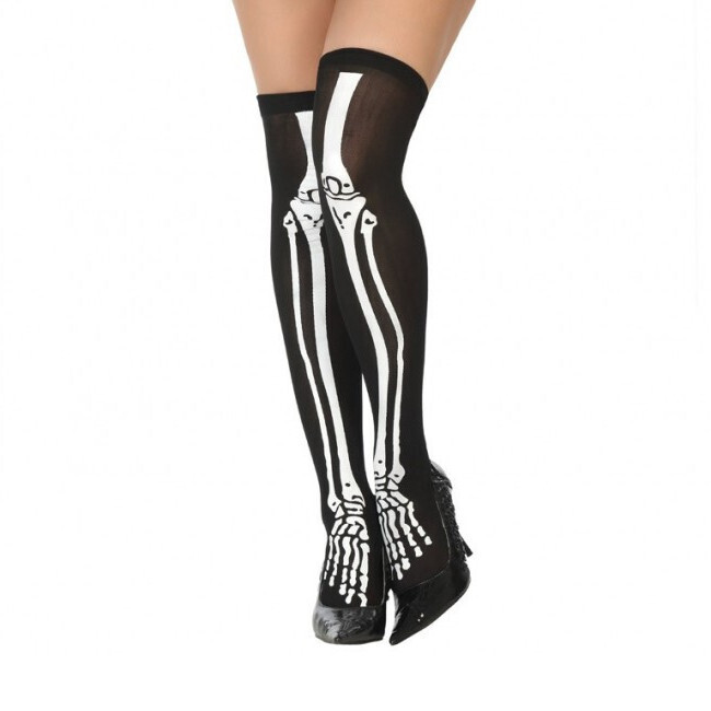 Skeleton Bone Thigh High Stocking